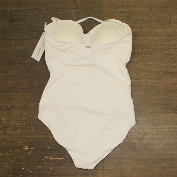 Anne Cole Womens Twist Front Shirred One Piece Swimsuit MYMO00501 White 12 - Picture 2 of 8